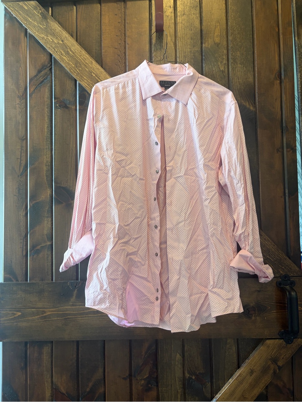 Alfani Light Pink Micro-Pattern Dress Shirt